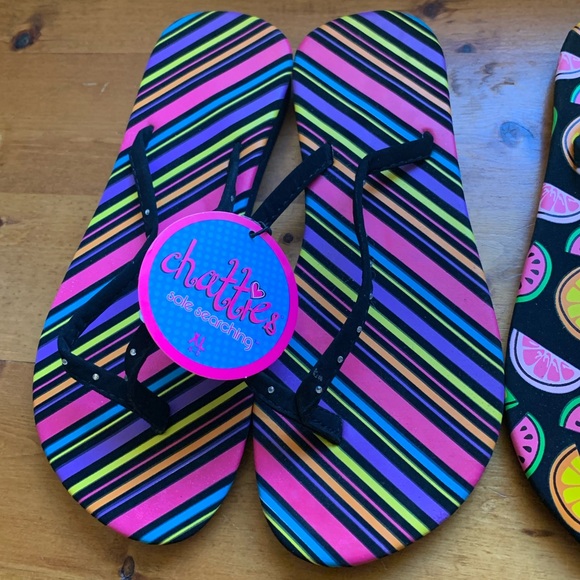 NWT 3 pairs Chatties Girls size XL/4-5 flip flops - Picture 2 of 7